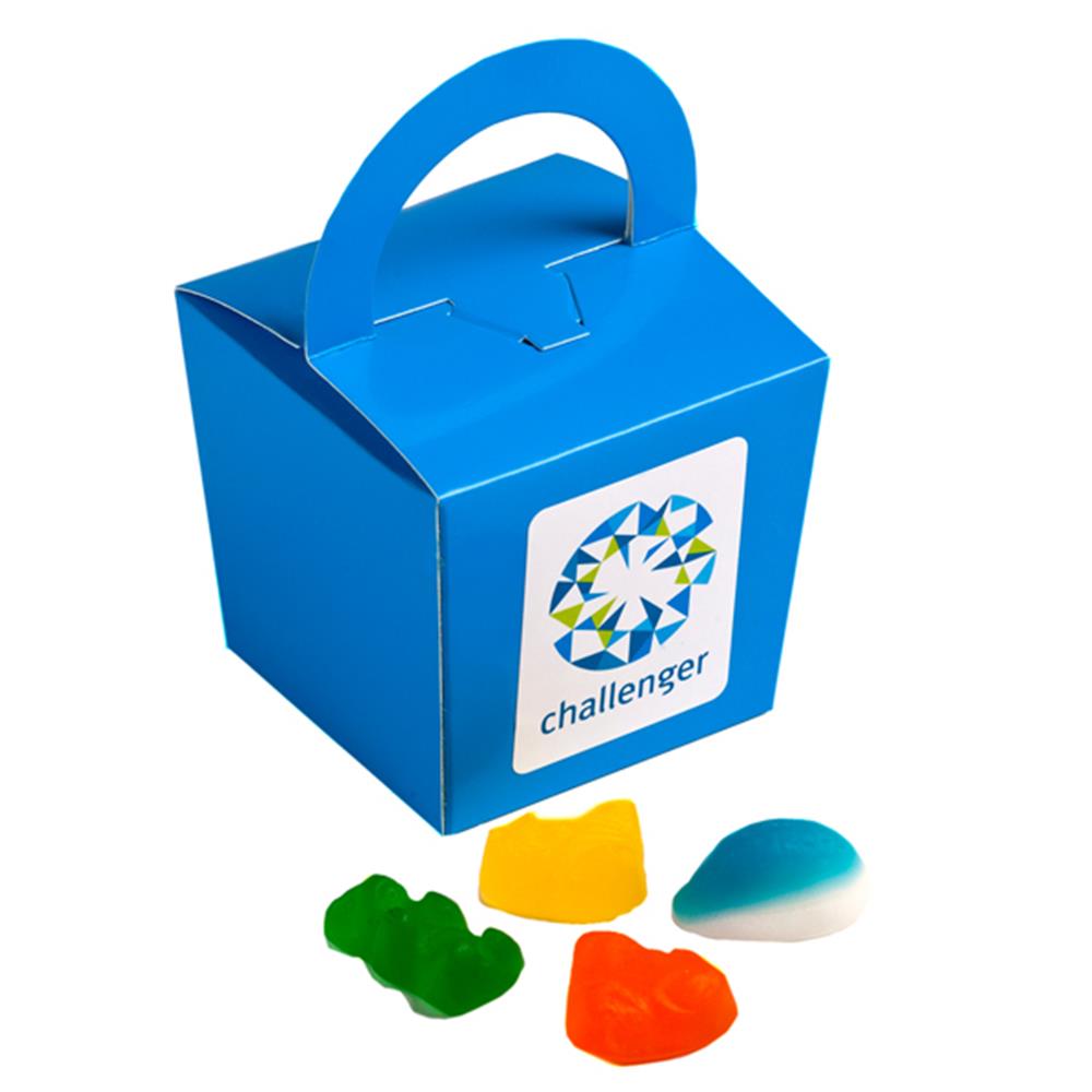 Coloured Noodle Box filled with Mixed Lollies