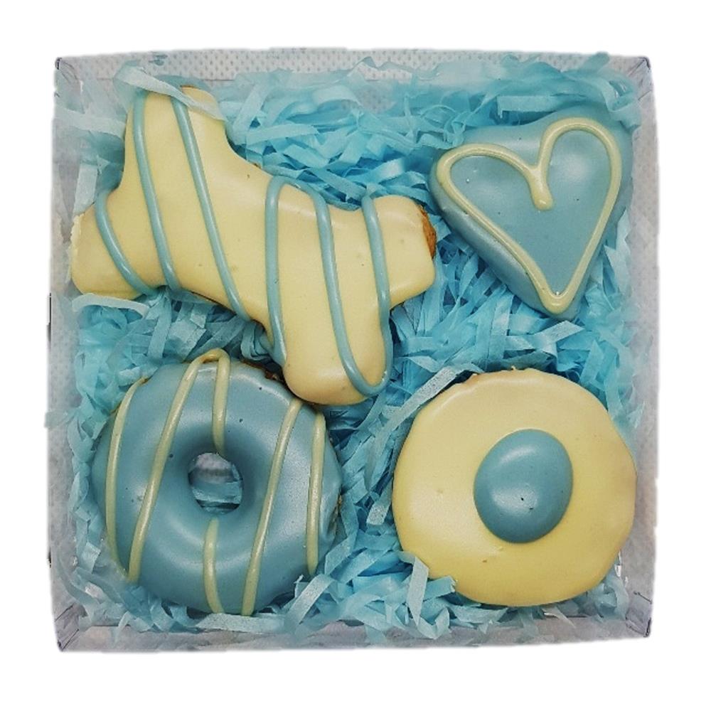 DOG TREAT GIFT BOX - MIXED BLUE COOKIES FOR DOGS 4 PCE