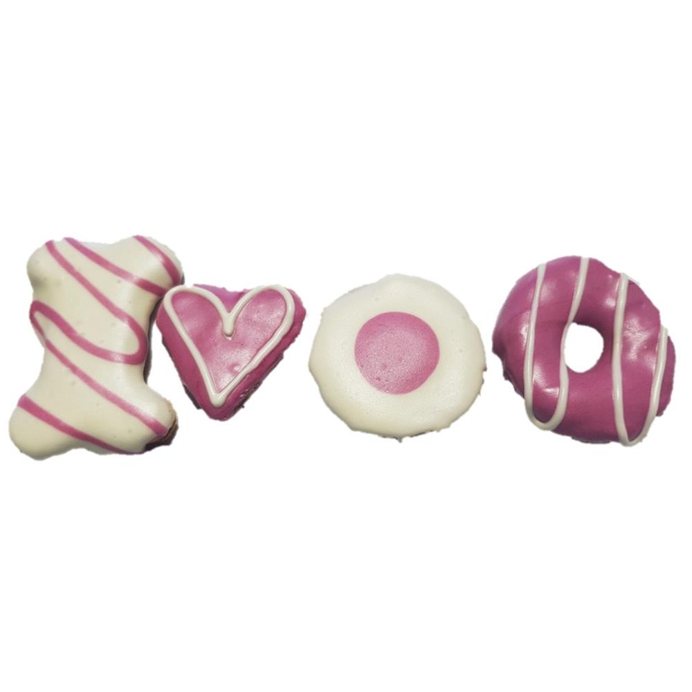 DOG TREAT GIFT BOX - MIXED PINK COOKIES FOR DOGS 4 PCE