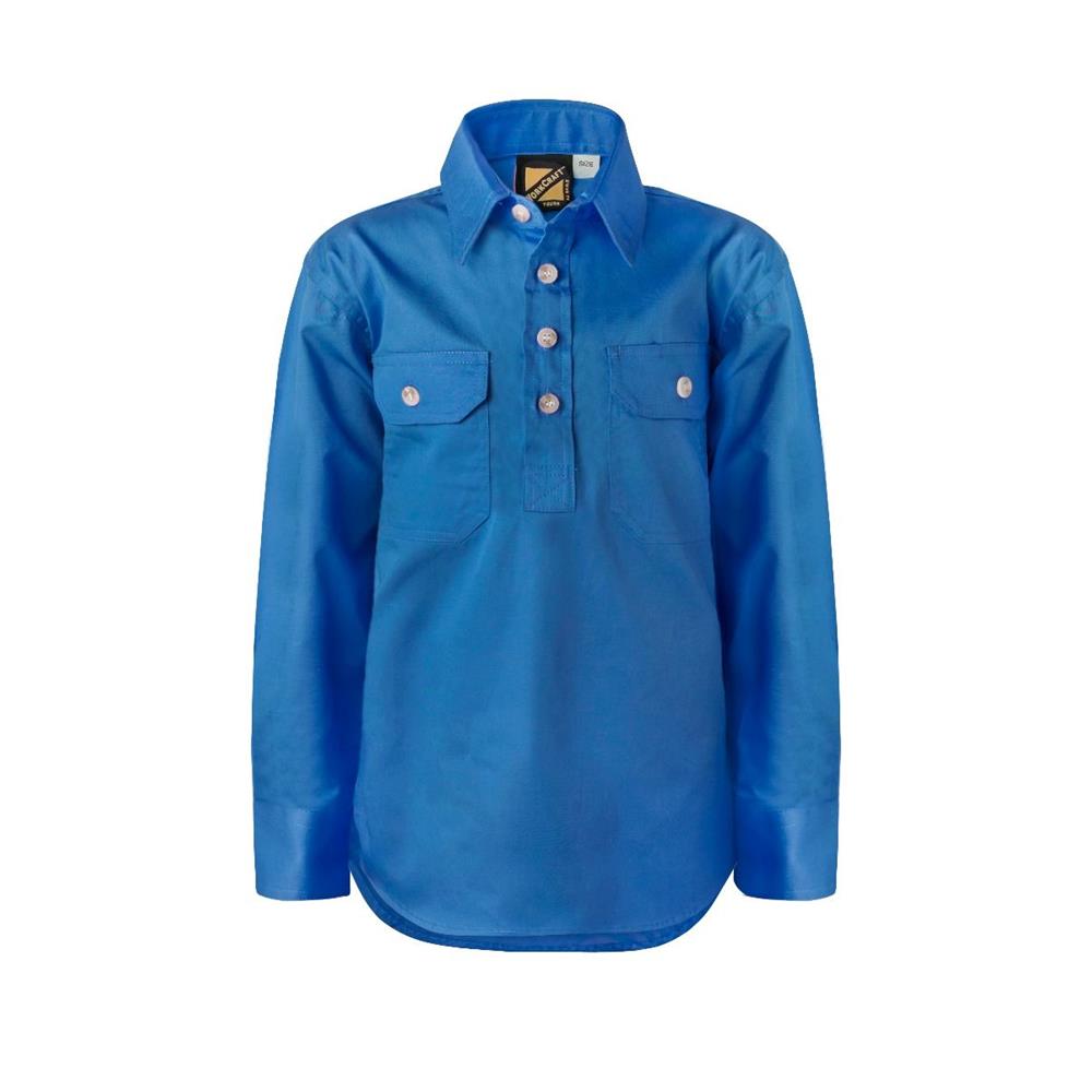 Kids Lightweight Long Sleeve Half Placket Cotton Drill Country Shirt