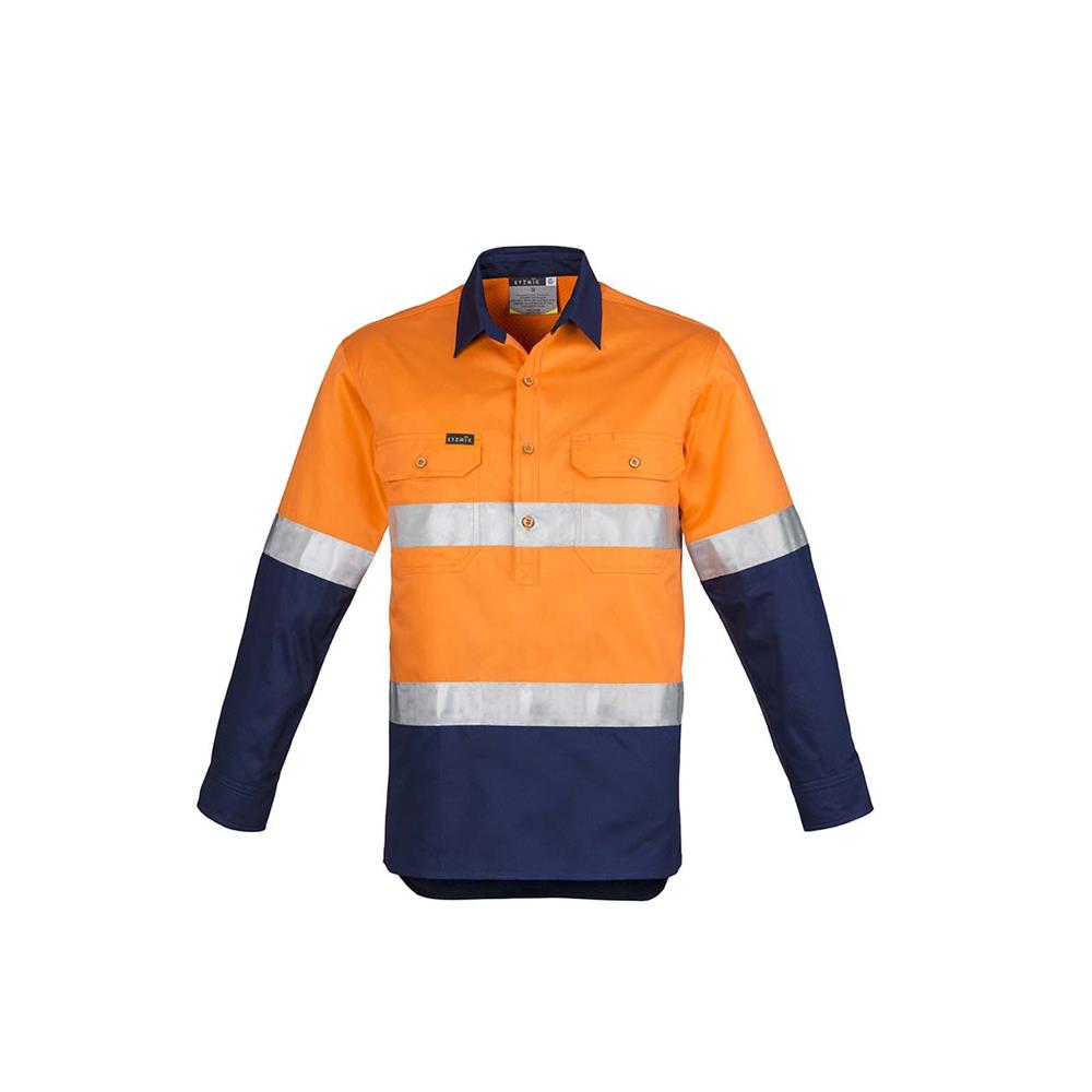 Mens Hi Vis Closed Front L/S Shirt - Hoop Taped