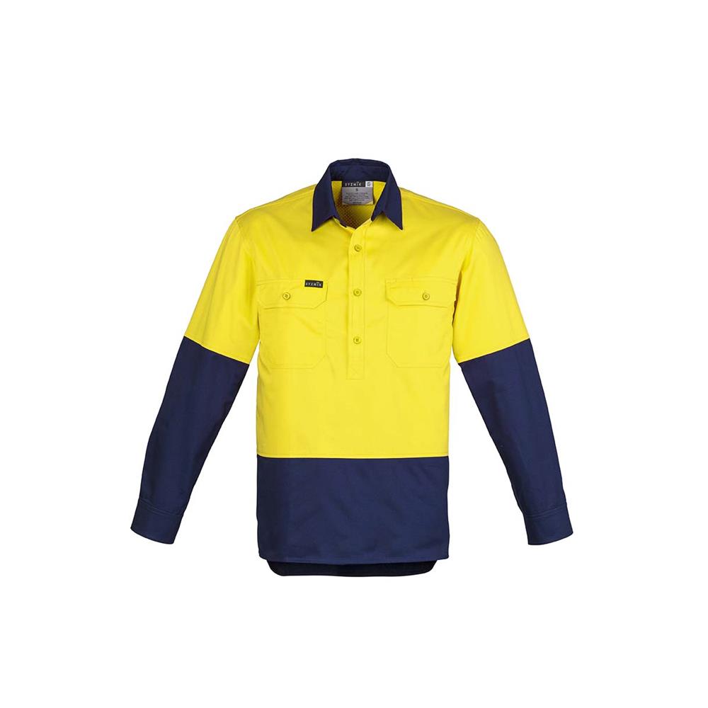 Mens Hi Vis Closed Front L/S Shirt