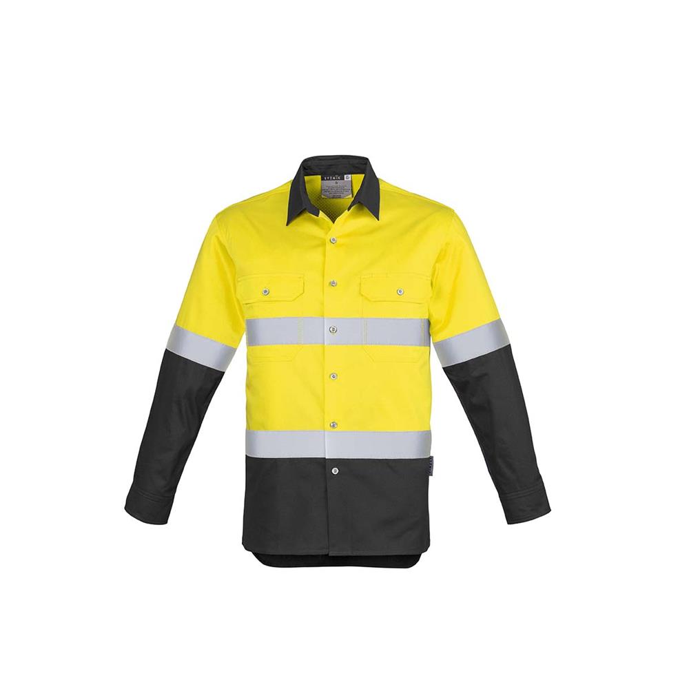 Mens Hi Vis Spliced Industrial Shirt - Hoop Taped