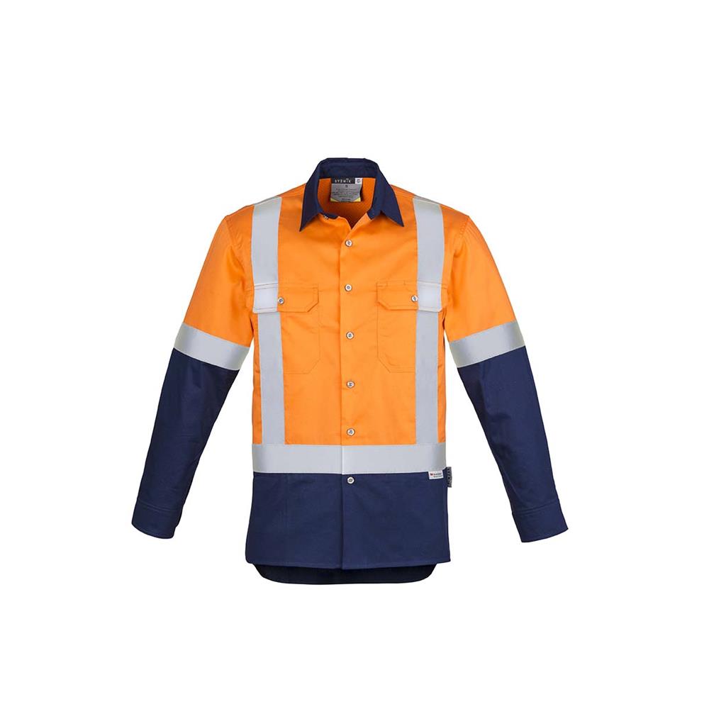 Mens Hi Vis Spliced Industrial Shirt - Shoulder Taped