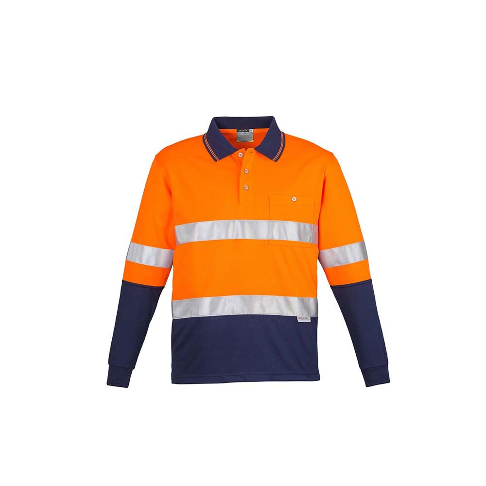 Mens Hi Vis Spliced Polo - Long Sleeve Hoop Taped