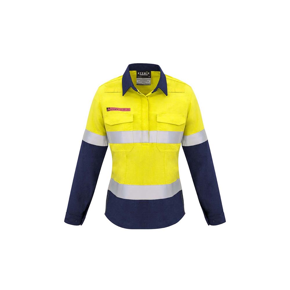 Womens FR Closed Front Hooped Taped Spliced Shirt