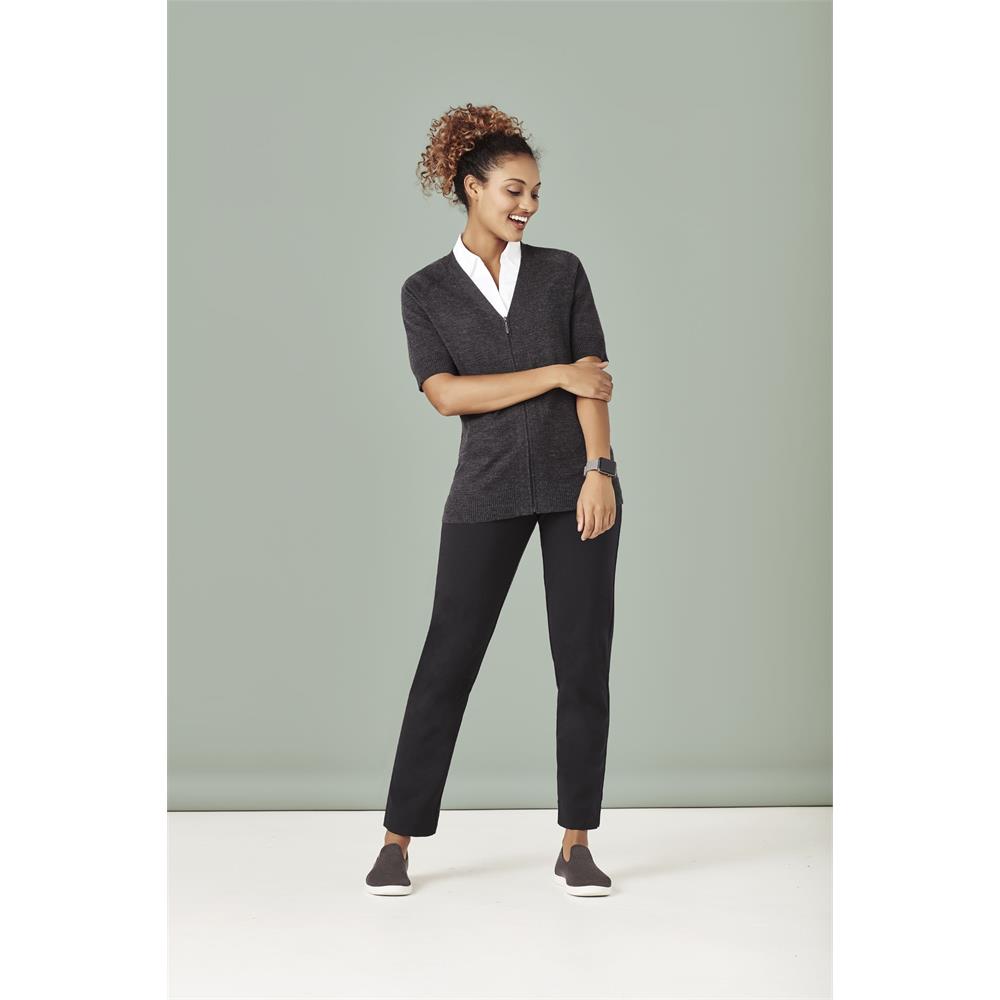 Womens Zip Front Short Sleeve Knit